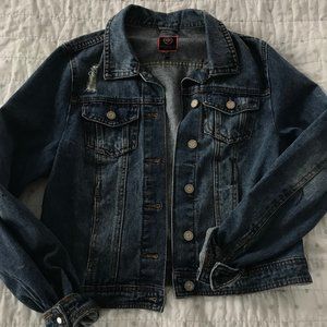 Ripped Dark Wash Jean Jacket